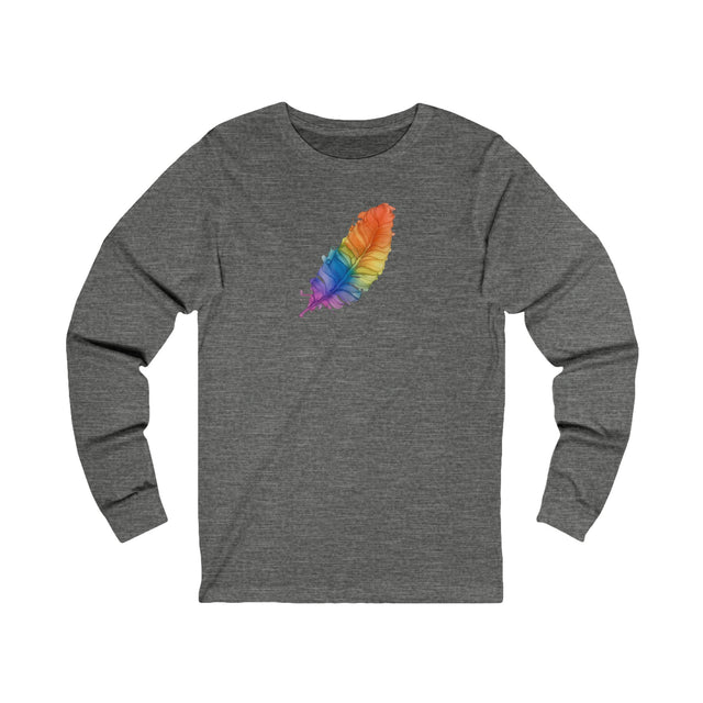 Rainbow Feather Long Sleeve T-shirt,Pride Shirt,Queer Top,Rainbow Animals,LGBTQ+ Tee,Bird Lover Gift,Gay,Lesbian,Bisexual,Trans