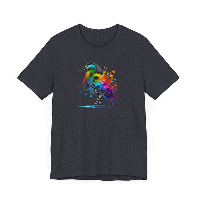 Rainbow Grey Heron Alcohol Ink T-shirt, Pride Shirt,Bird Lover T shirt, LGBTQ+, BGLT, Avian,Gray Heron