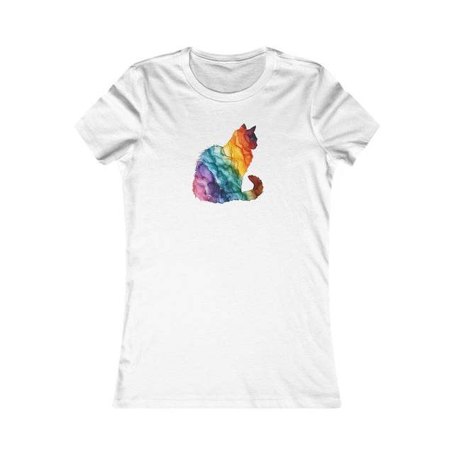Rainbow Cat T-shirt,Pride Shirt,Cat Lover Top,Rainbow Animals,LGBTQ+ Tee,Queer,Gay,Lesbian,Bisexual,Trans,Feline,Kitten,Kitty,Women's Favorite Tee