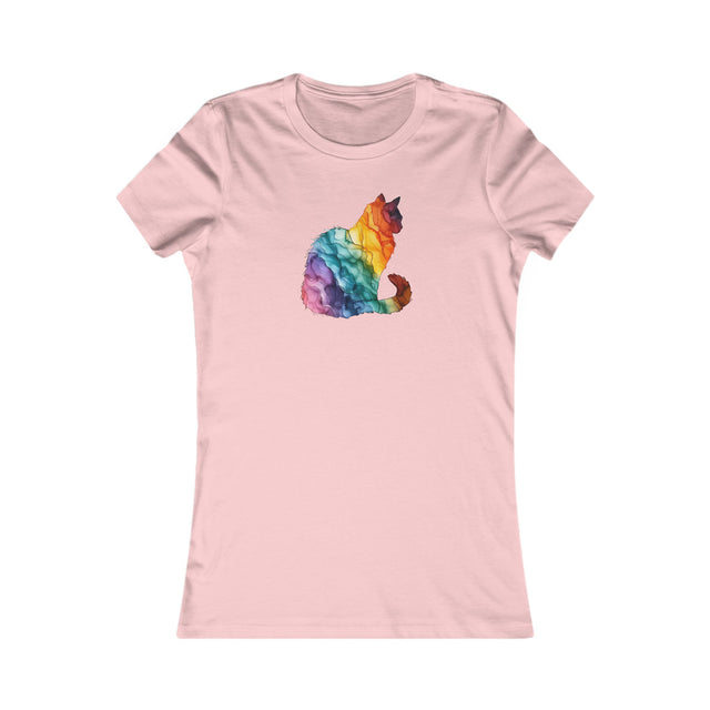 Rainbow Cat T-shirt,Pride Shirt,Cat Lover Top,Rainbow Animals,LGBTQ+ Tee,Queer,Gay,Lesbian,Bisexual,Trans,Feline,Kitten,Kitty,Women's Favorite Tee