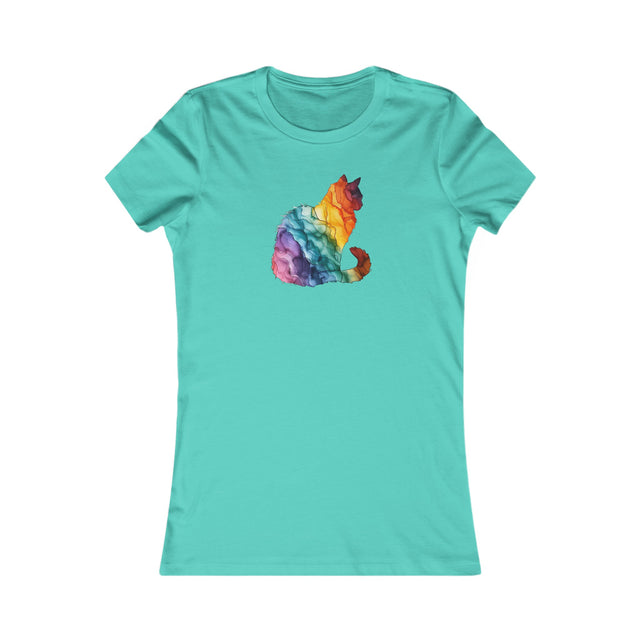 Rainbow Cat T-shirt,Pride Shirt,Cat Lover Top,Rainbow Animals,LGBTQ+ Tee,Queer,Gay,Lesbian,Bisexual,Trans,Feline,Kitten,Kitty,Women's Favorite Tee