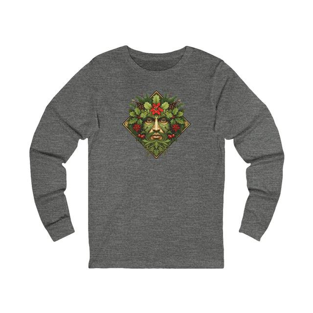 Green Man Diamond Christmas Tee, Winter T-shirt, Long sleeve