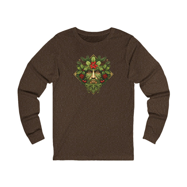 Green Man Diamond Christmas Tee, Winter T-shirt, Long sleeve