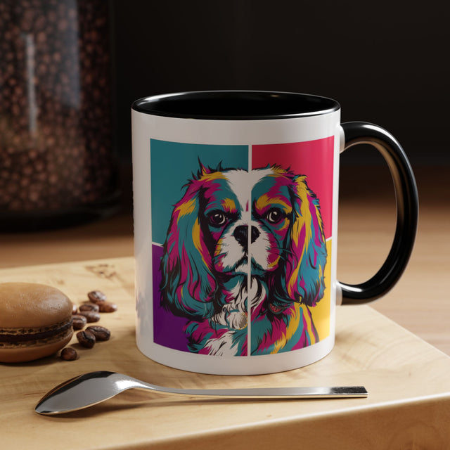 Cavalier King Charles Spaniel Coffee Cup,4-Panel Pop Art Mug,Cav Lover,Cav Spaniel Mom,Cav Dad,Dog Lover Gift,Cavalier King Charles Spaniel Gift