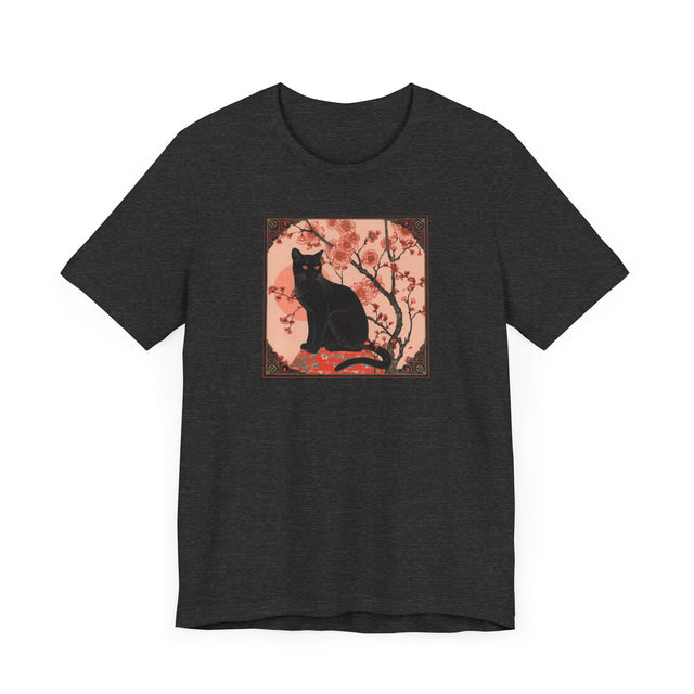 Black Cat Flowers T-shirt, Cat Lover Top, Halloween Tee