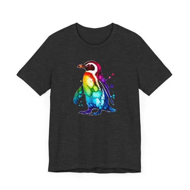 Rainbow Penguin Alcohol Ink T-shirt, Pride Shirt,Bird Lover T shirt, LGBTQ+, BGLT, Avian,Gray Heron