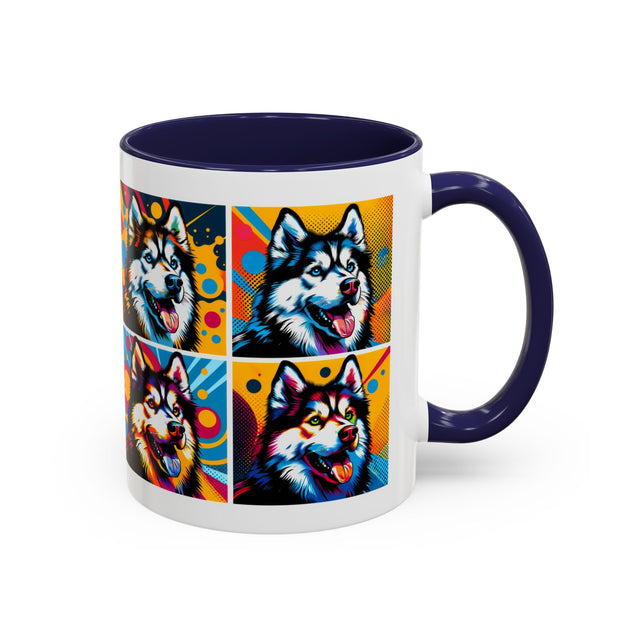 Siberian Huskies Coffee Cup,4-Panel Pop Art Mug,Husky Lover,Husky Mom,Sibe Dad,Dog Lover Gift,Siberian Husky Gift