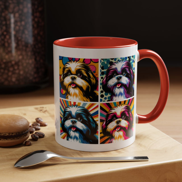 Shih Tzus Coffee Cup,4-Panel Pop Art Mug,Shih Tzu Lover,Shih Tzu Mom,Shih Tzu Dad,Dog Lover Gift,Shih Tzu Gift