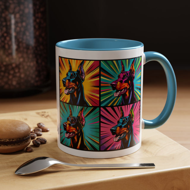Doberman Pinschers Coffee Cup,4-Panel Pop Art Mug