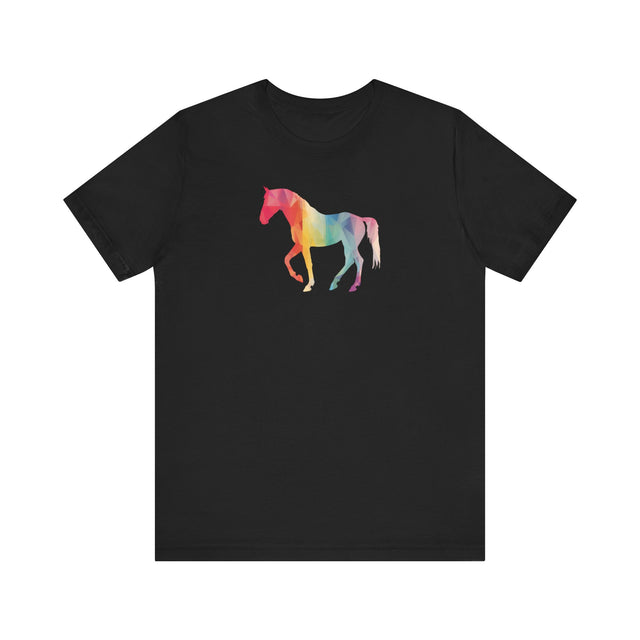 Geometric Rainbow Horse T-shirt,Pride Shirt,Equine Lover Top,Rainbow Animals,LGBTQ+ Tee,Queer,Gay,Lesbian,Bisexual,Trans,Pony,Colt