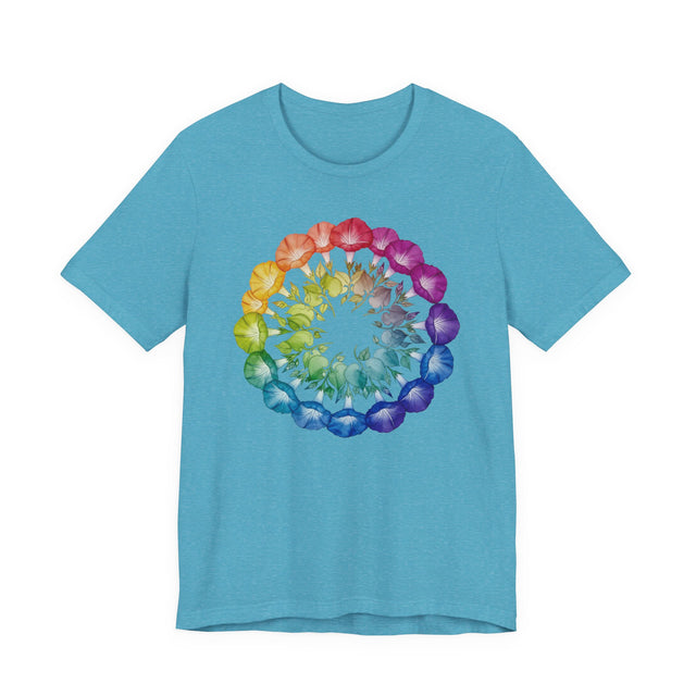 Rainbow Morning Glory Mandala shirt, Flower Shirt,Pride Tee, LGBTQIA, Plant Lover Gift, Gardener T-shirt, Mothers Day Gift, Gift for Her