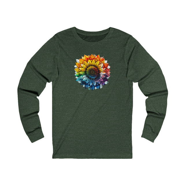 Rainbow Sunflower Alcohol Ink T-shirt, Pride Shirt, Long sleeve Tee