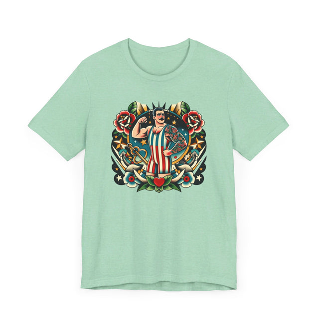 Circus Strongman T-shirt, Flash Tattoo Style Shirt