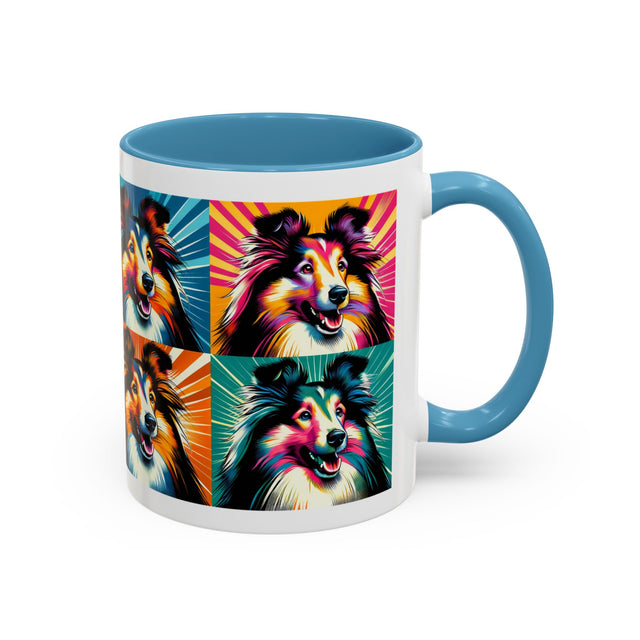 Shetland Sheepdogs Coffee Cup,4-Panel Pop Art Mug,Toy Collie Lover,Sheltie Mom,Sheltie Dad,Dog Lover Gift,Shetland Sheepdog Gift