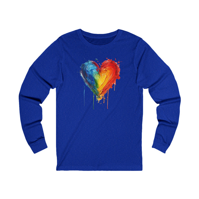 Painted Rainbow Heart long sleeve T-shirt,Pride Shirt,LBGT Heart,Gay Pride T shirt,LGBTQ+ Tee,Queer,Unisex Jersey Long Sleeve Tee