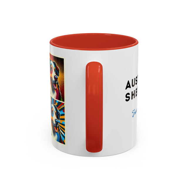 Australian Shepherds Coffee Cup,4-Panel Pop Art Mug,Australian Shepherd Lover,Aussie Shepherd Mom,Aussie Dad,Dog Lover Gift,Aussie Shepherd Gift