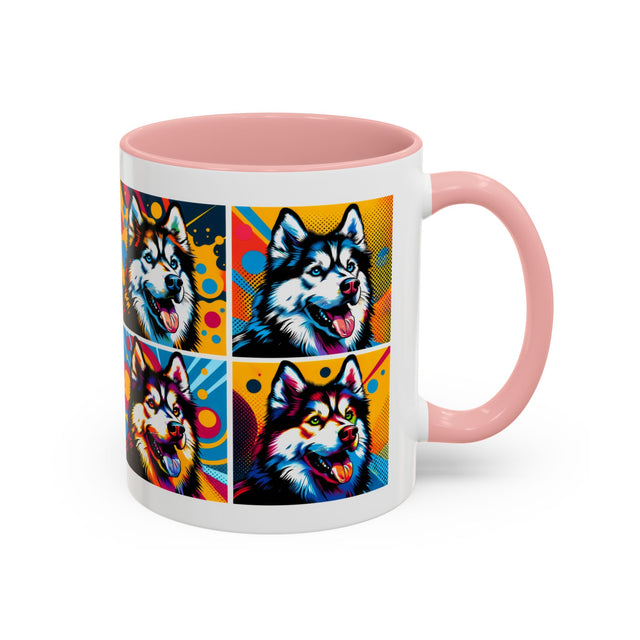 Siberian Huskies Coffee Cup,4-Panel Pop Art Mug,Husky Lover,Husky Mom,Sibe Dad,Dog Lover Gift,Siberian Husky Gift