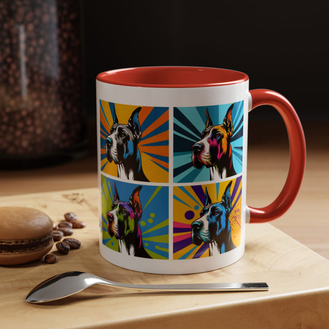 Great Danes Coffee Cup,4-Panel Pop Art Mug,Great Dane Lover,Great Dane Mom,Great Dane Dad,Dog Lover Gift,Great Dane Gift