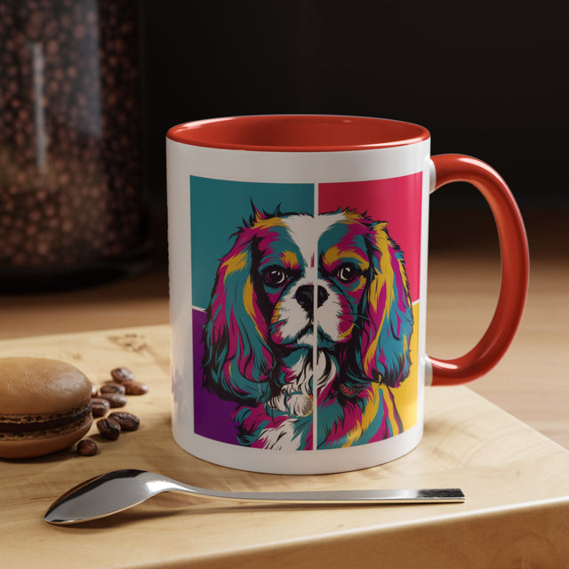 Cavalier King Charles Spaniel Coffee Cup,4-Panel Pop Art Mug,Cav Lover,Cav Spaniel Mom,Cav Dad,Dog Lover Gift,Cavalier King Charles Spaniel Gift