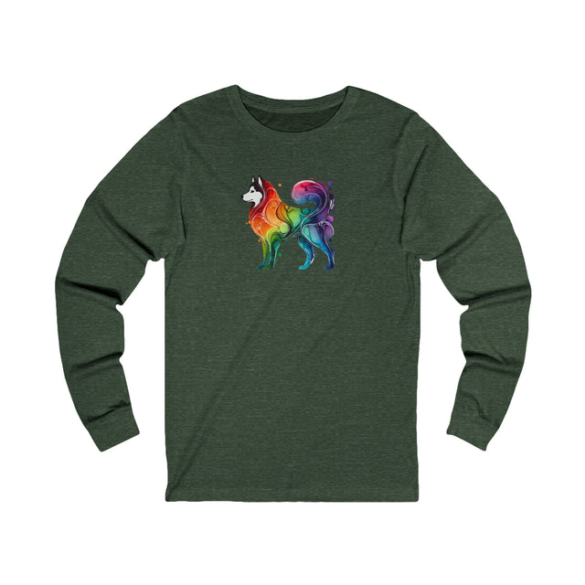 Rainbow Siberian Husky Long Sleeve T-shirt,Pride Shirt,Dog Lover Top,Rainbow Animals,LGBTQ+ Tee,Husky Owner