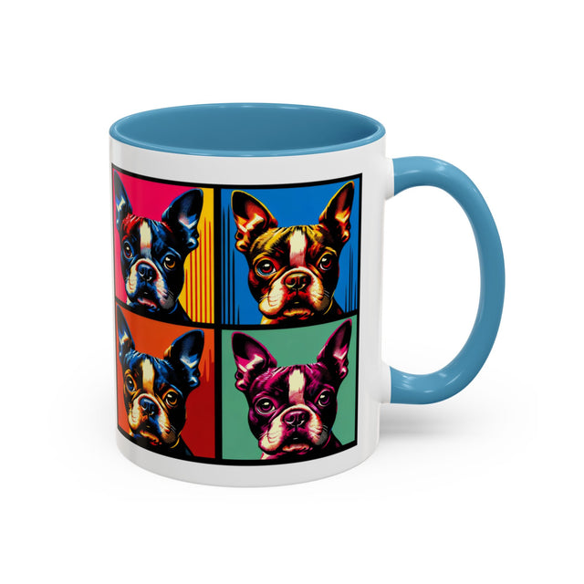 Boston Terrier Coffee Cup,4-Panel Pop Art Mug,Boston Terrier Lover,Boston Terrier Mom,Roundhead Dad,Dog Lover Gift,Boston Terrier Gift
