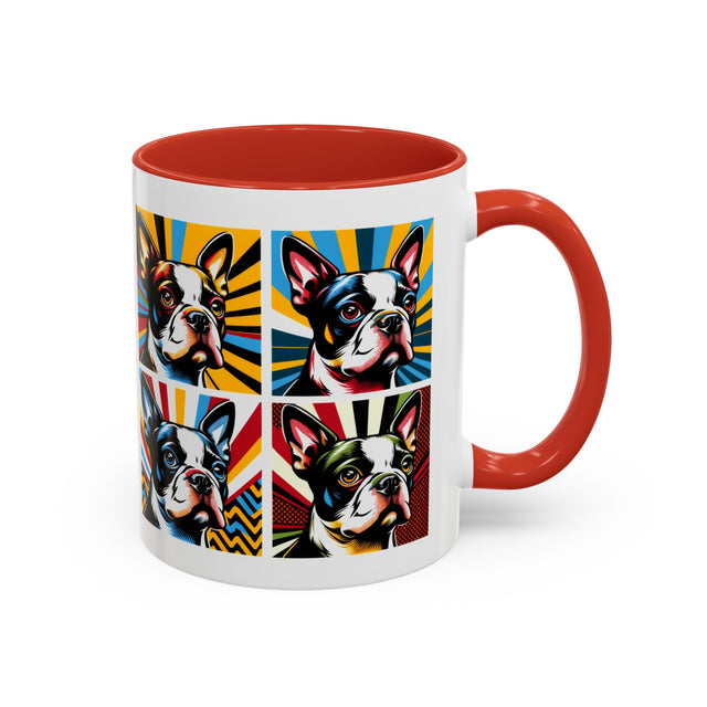 Boston Terrier Coffee Cup,4-Panel Pop Art Mug,Boston Terrier Lover,Boston Terrier Mom