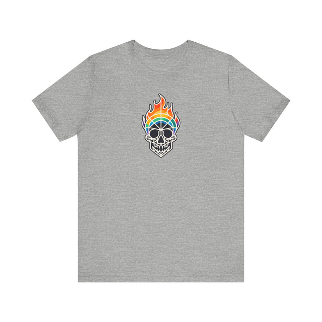 Flaming Rainbow Skull Shirt,Pride T-Shirt,Pride Parade T shirt, LGBTQ+ Tee,Nonbinary,Gay,Lesbian,Bisexual,Trans,BGLT,LBGT,Radical Fairies,Queer Goth