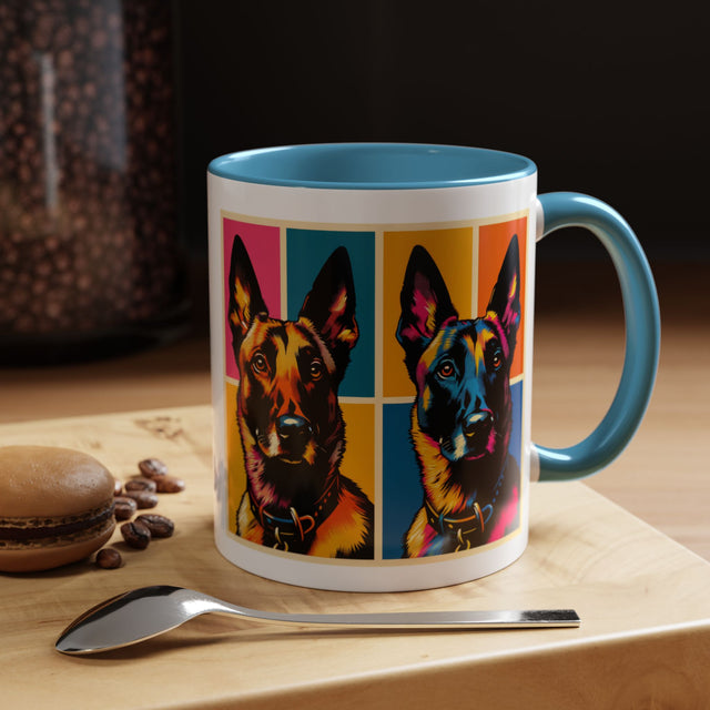 Belgian Malinois Coffee Cup,4-Panel Pop Art Mug,Belgian Malinois Lover,Mal Mom,Mali Dad,Dog Lover Gift,Belgian Malinois Gift