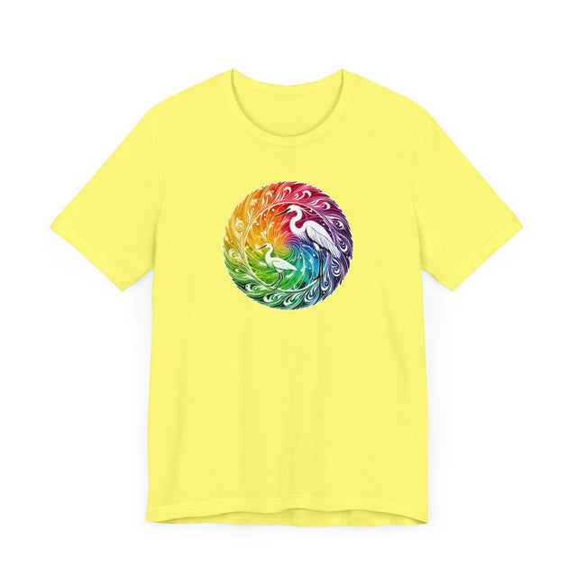 Rainbow Egret Spiral Mandala T-shirt, Bird Lover T shirt, LGBTQ+, BGLT,Pride Shirt