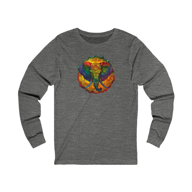 Rainbow Elephant Mandala Long Sleeve T-shirt,Pride Shirt,Queer Top,Rainbow Animals,LGBTQ+ Tee,Elephant Lover Gift,Gay,Lesbian,Bisexual,Trans