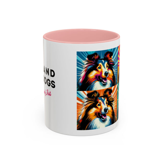 Shetland Sheepdogs Coffee Cup,4-Panel Pop Art Mug,Toy Collie Lover,Sheltie Mom,Sheltie Dad,Dog Lover Gift,Shetland Sheepdog Gift