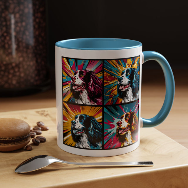 English Springer Spaniels Coffee Cup,4-Panel Pop Art Mug,Springer Lover,Springer Mom,Springer Dad,Dog Lover Gift,English Springer Spaniel Gift