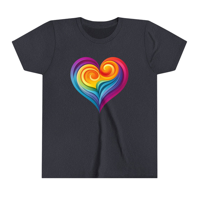 Rainbow Heart Swirl T-shirt,LBGT Heart,Gay Pride T shirt,LGBTQ+ Ally Tee,Nonbinary,Kids,Child,Youth Size