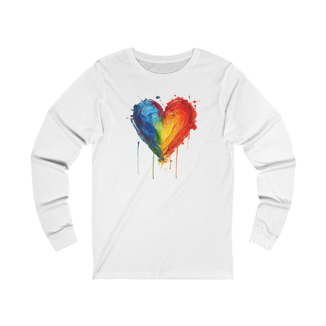 Painted Rainbow Heart long sleeve T-shirt,Pride Shirt,LBGT Heart,Gay Pride T shirt,LGBTQ+ Tee,Queer,Unisex Jersey Long Sleeve Tee