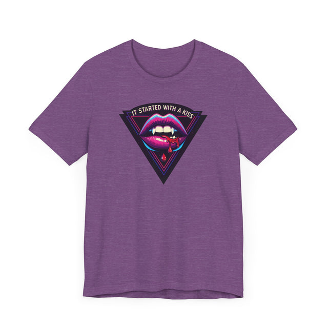 It Started With A Kiss Vampire T-shirt, Halloween Tee, Neon Goth