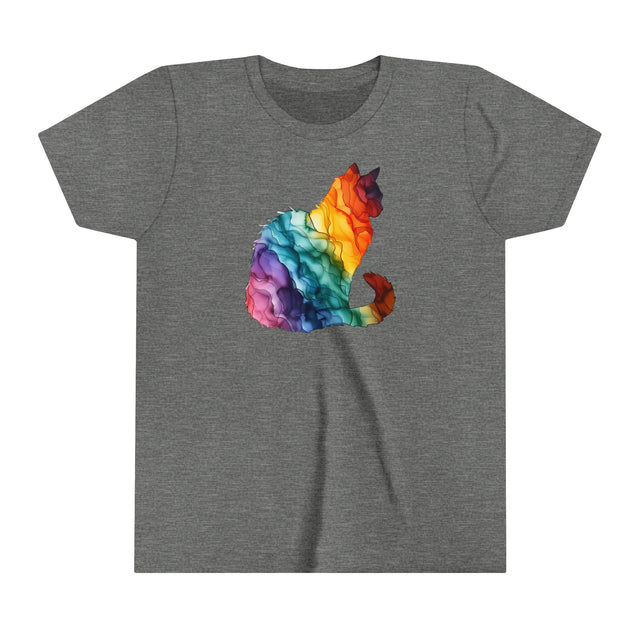 Rainbow Cat T-shirt,Pride Shirt,Cat Lover Top,Rainbow Animals,LGBTQ+ Tee,Queer,Gay,Lesbian,Bisexual,Trans,Feline,Kitten,Kitty,Youth Size