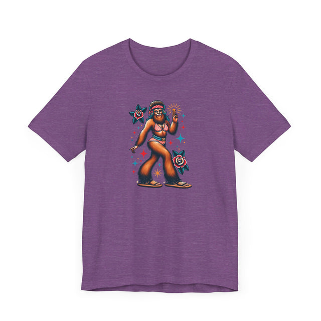 Hippy Chick Bigfoot T-shirt, Flash Tattoo Style Shirt