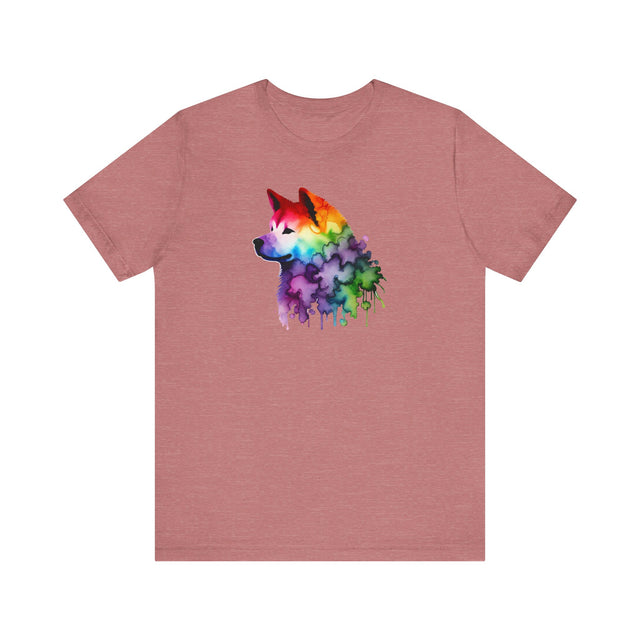 Rainbow Akita Head T-shirt,Pride Shirt,Dog Lover Top,Rainbow Animals,LGBTQ+ Tee, Akita Owner gift