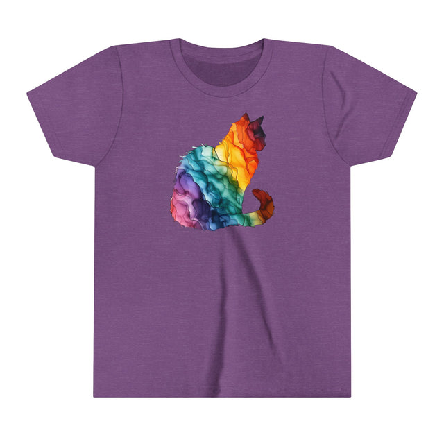 Rainbow Cat T-shirt,Pride Shirt,Cat Lover Top,Rainbow Animals,LGBTQ+ Tee,Queer,Gay,Lesbian,Bisexual,Trans,Feline,Kitten,Kitty,Youth Size