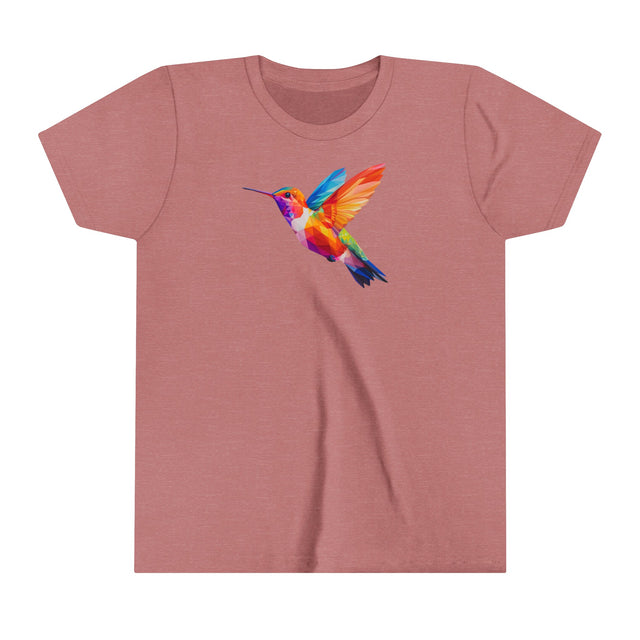 Geometric Rainbow Hummingbird T-shirt,Pride Shirt,Bird Lover Top,Rainbow Animals,Youth Size