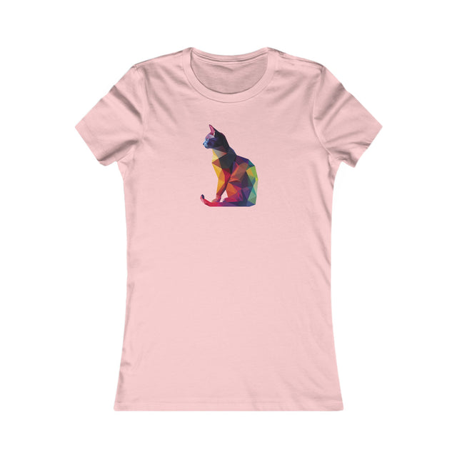 Geometric Rainbow Cat T-shirt,Pride Shirt,Cat Lover Top,Rainbow Animals,LGBTQ+ Tee,Queer,Gay,Lesbian,Bisexual,Trans,Feline,Kitten,Kitty,Women's Favorite Tee