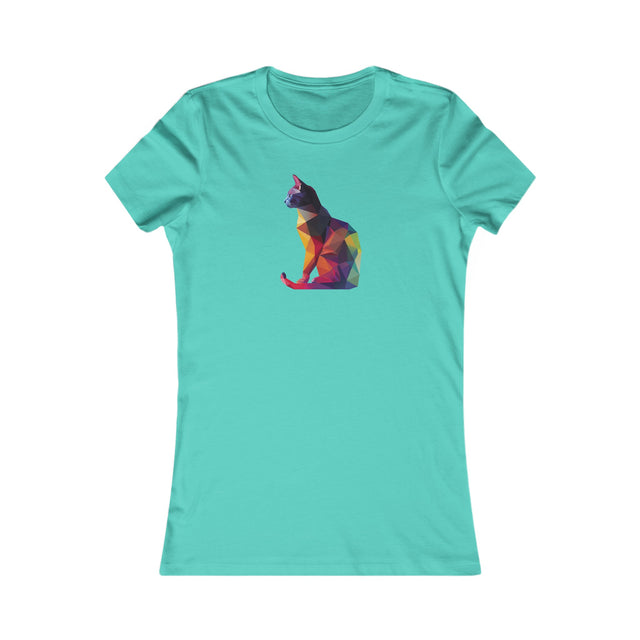 Geometric Rainbow Cat T-shirt,Pride Shirt,Cat Lover Top,Rainbow Animals,LGBTQ+ Tee,Queer,Gay,Lesbian,Bisexual,Trans,Feline,Kitten,Kitty,Women's Favorite Tee