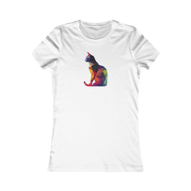 Geometric Rainbow Cat T-shirt,Pride Shirt,Cat Lover Top,Rainbow Animals,LGBTQ+ Tee,Queer,Gay,Lesbian,Bisexual,Trans,Feline,Kitten,Kitty,Women's Favorite Tee