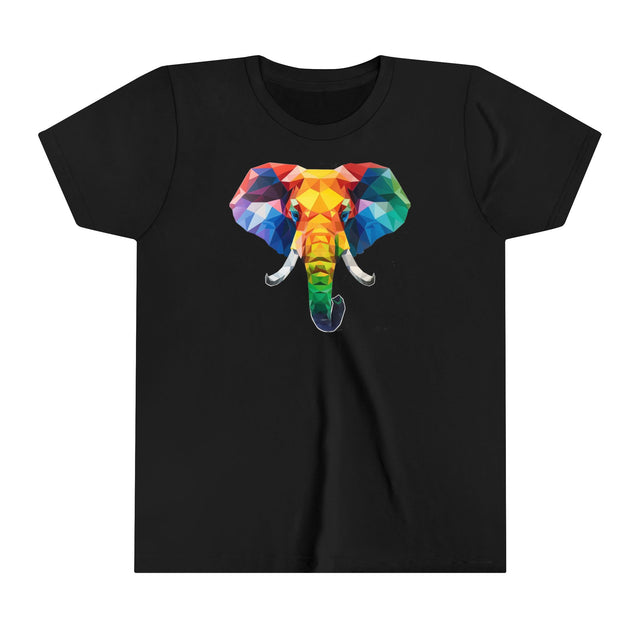 Geometric Rainbow Elephant T-shirt,Pride Shirt,Elephant Lover Top,Rainbow Animals,LGBTQ+ Tee,Queer,Gay,Lesbian,Bisexual,Trans,Youth Size