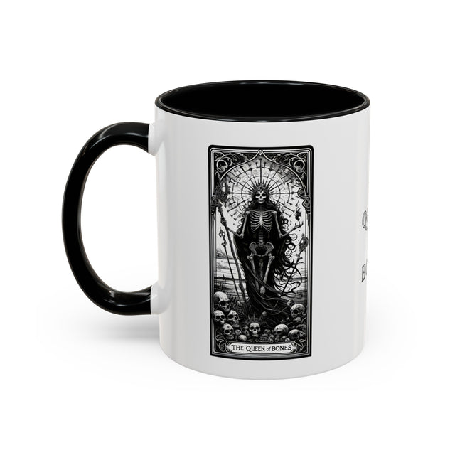 Queen of Bones,Tarot Card Mug,Creepy Cup,Goth Mom Gift,Halloween Cup,Goth Mug,Horror Fan,Trick Or Treat,Spooky Gift,Gothic Art,Skeleton Mug