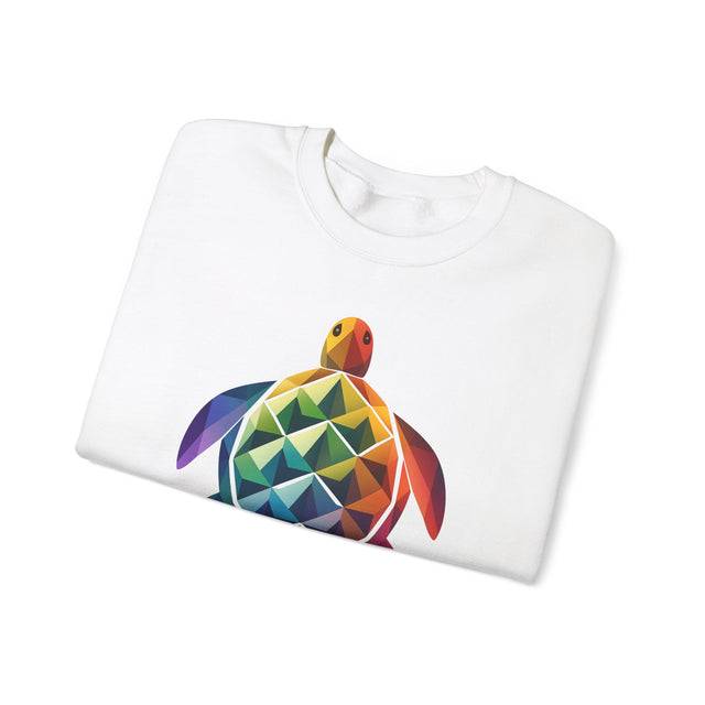 Geometric Rainbow Sea Turtle Sweatshirt, Turtle Lover Gift