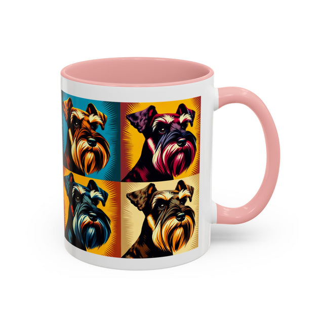 Black Miniature Schnauzer Coffee Cup, 4-Panel Pop Art Mug