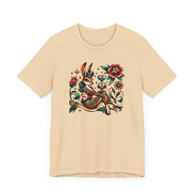 Rockabilly Rabbit Pinup T-shirt, Flash Tattoo Style Shirt