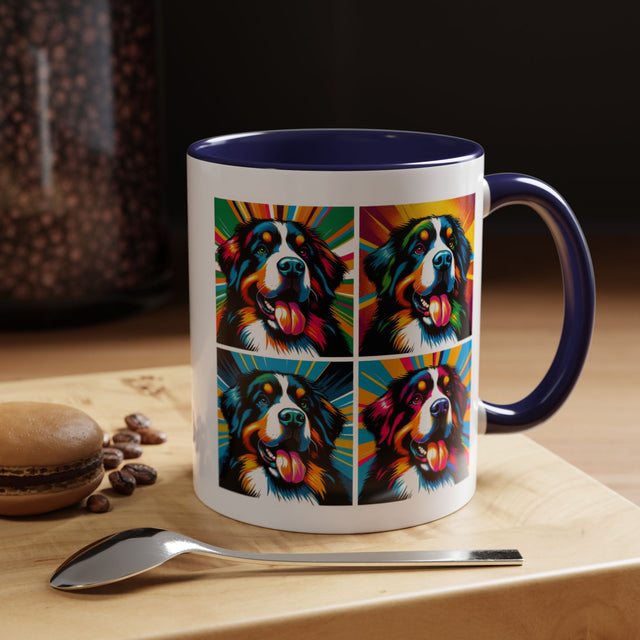 Bernese Mountain Dogs Coffee Cup,4-Panel Pop Art Mug,Berner Sennen Lover,Bernese Mom,Berner Dad,Dog Lover Gift,Bernese Mountain Dog Gift