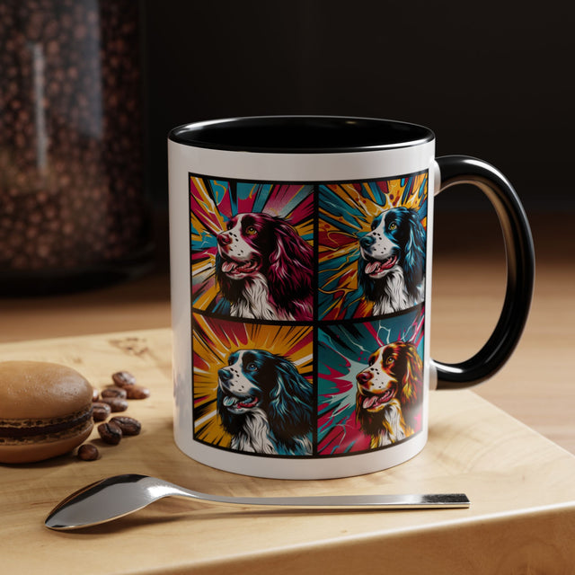 English Springer Spaniels Coffee Cup,4-Panel Pop Art Mug,Springer Lover,Springer Mom,Springer Dad,Dog Lover Gift,English Springer Spaniel Gift